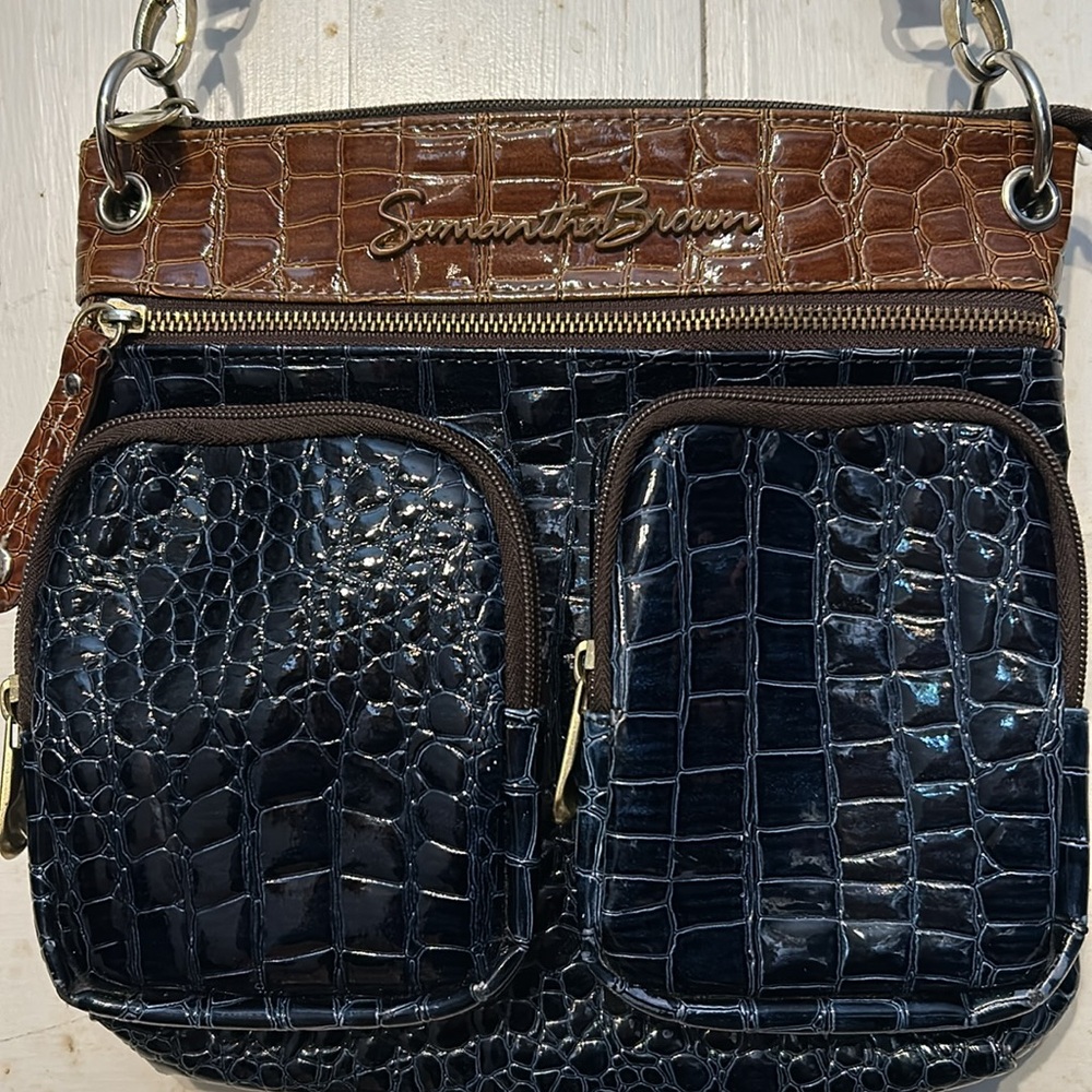 EUC Samantha Brown Faux Crocodile Crossbody Bag Purse Retro Cowgirl - Picture 4 of 10